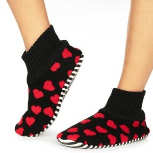 Tipsy Elves Red and Black Hearts On Fire Slippers - NWT - Size XS (6-7)